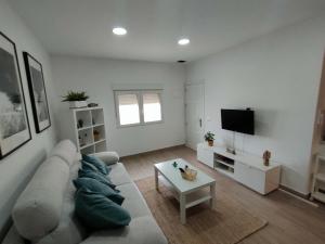 ein Wohnzimmer mit Sofa und Fernseher in der Unterkunft El Cedro in Santa Cruz de Tenerife