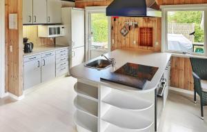 une cuisine avec un évier et un comptoir dans l'établissement Holiday Home Gyvelvænget Glesborg Ii, à Fjellerup Strand