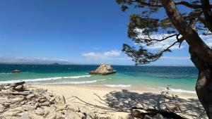 a beach with a rock in the water at Appartement T4 Standing Diégo-Suarez in Antsiranana