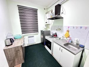 a small kitchen with a sink and a stove at Apartment ART HOUSE in Khiva
