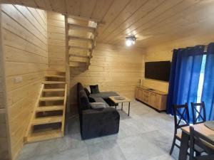 a living room with a loft bed and a couch at Cicha Chata Szczyrk in Szczyrk +33 photos