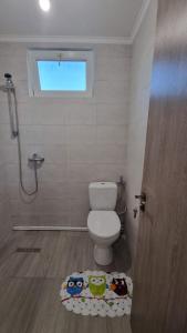 a bathroom with a toilet and a window at Camere Anita in Bucharest +9 photos