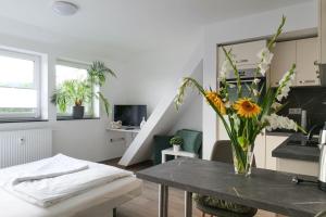 TV a/nebo společenská místnost v ubytování Wunderschöne Ferienwohnung mit Balkon in Aue
