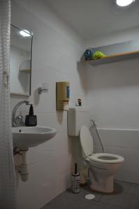 a bathroom with a toilet and a sink at Old City Charm in Beer Sheva