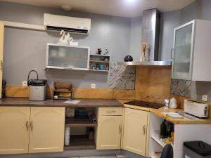 アンチューニャックにあるchambre simpleのキッチン(黄色のキャビネット、カウンタートップ付)
