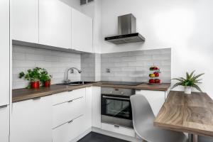 Nhà bếp/bếp nhỏ tại Apartament Poznań Świerczewo, Willa Jodłowa