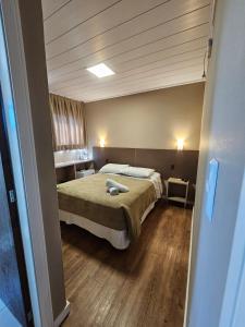 Un dormitorio con una cama grande en una habitación. en Pousada Villa Serrana, en Bom Jardim da Serra 36 fotos más