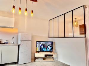 Televiisor ja/või meelelahutuskeskus majutusasutuses Coral Lodge