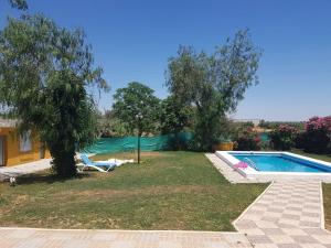 a backyard with a swimming pool and a tree at Lo Conseguí in Bollullos de la Mitación +18 photos