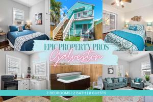 a collage of photos of a bedroom and a villa at Tourist Hotspot Walk to Beach Hangout & Relax in Galveston