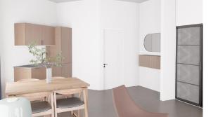 a dining room with a table and a chair at Madrid Suites Moncloa-Aravaca, SOLO CHECK IN ON LINE - PARKING GRATUITO in Madrid