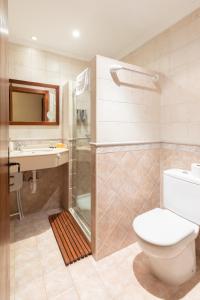 a bathroom with a shower and a toilet and a sink at Zelaikoa Behekoa - baskeyrentals in Zestoa