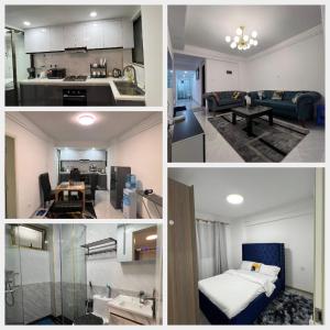 una serie di 4 immagini di una cucina e di un soggiorno di B301 3bedroom apartment at Goldpark Homes Kilimani a Nairobi