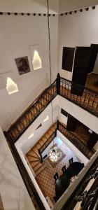 an overhead view of a room with a table and chairs at Riad Dar Fatna in Marrakesh
