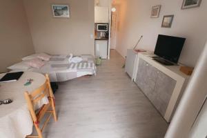 Μια τηλεόραση ή/και κέντρο ψυχαγωγίας στο Studio 2pers piscine 10min plage