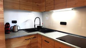 a kitchen with a sink and a counter top at Hostdomus - Copenaghen Suite in Sestriere