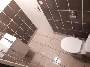 a bathroom with a toilet and a sink at Le Gite de la Menuiserie in Maisoncelles-la-Jourdan +21 photos