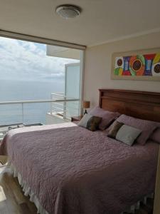 Postel nebo postele na pokoji v ubytování Departamento con vista al mar! Horcón Maitencillo