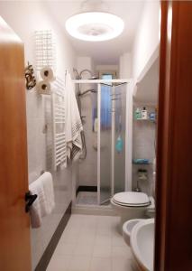 een badkamer met douche, toilet en wastafel bij Casa vacanza La Maison De Losyram Art in Salerno