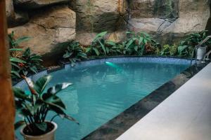 a swimming pool with a fish in the water at Lamori Resort & Spa, Thanh Hoá in Thanh Hóa