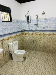 a bathroom with a toilet and a shower at Villa de Galle in Galle