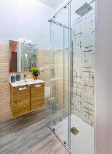 a bathroom with a shower and a sink at Bed Room da Zio Tore in Ottana