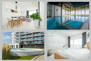 kolaż zdjęć hotelu z basenem w obiekcie Westin House Resort Kołobrzeg Apartament 410 w Kołobrzegu