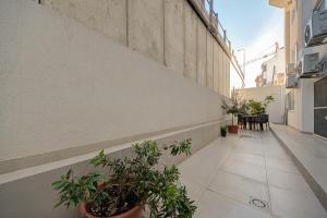 eine leere Gasse mit Topfpflanzen an der Seite eines Gebäudes in der Unterkunft Cosy 3BR Home with Backyard in central of Gzira by 360 Estates in Gżira + 47 Fotos