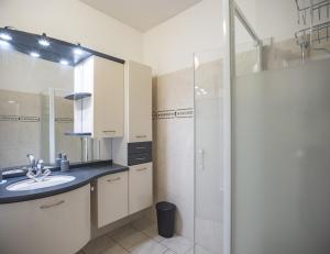 un baño con lavabo y ducha en Le Logis de l'Arc - Chambre 3 - 5min Hypercentre, en Troyes 5 fotos más