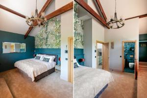 Ένα ή περισσότερα κρεβάτια σε δωμάτιο στο Woodpeckers - Stylish luxury property with hot tub