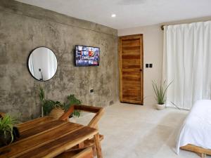 TV a/nebo společenská místnost v ubytování Cozy Tropical Suite for 1-4 Pp in Isla Mujeres