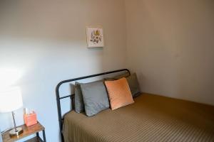 a bedroom with a bed with pillows on it at Brand New Urban Loft Free Parking Close To Mayo in Rochester +19 photos