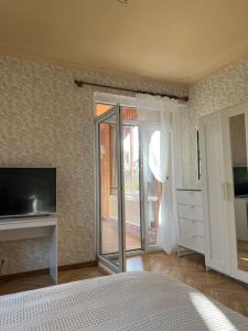 TV a/nebo společenská místnost v ubytování Kulautuva Park Apartments
