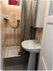 モンルージュにあるStudio proche Paris, proche meteo 4,13のバスルーム(シンク、シャワー、シンク付)