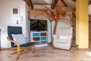A seating area at Loft 38 Ioannina