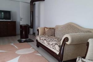 a living room with a couch and a television at Bahceli ev 