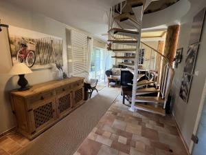 Posezení v ubytování Boddenhus Fuhlendorf