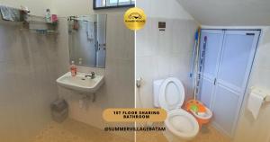 a bathroom with a toilet and a sink at Bona H2A 5BR - Summer Veluxe in Batam Center