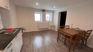 Kuchyň nebo kuchyňský kout v ubytování Apartmánový dom Most pri Bratislave