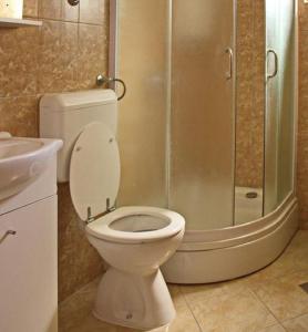 a bathroom with a toilet and a shower at Apartment Dita in Nin +29 photos