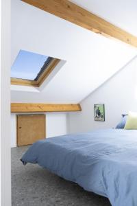 a bedroom with a bed and a window on the ceiling at Séjour Chic et Cosy au Cœur de Versailles in Versailles