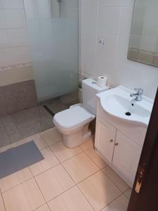 a bathroom with a toilet and a sink at Hermes complex1 paralimni in Paralimni +32 photos