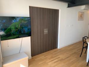 TV o dispositivi per l'intrattenimento presso Appartement neuf, vue sur saône
