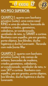 a poster showing the names of the ingredients of a pizza at Pé na Areia Praia Pitinga Casa13- Arraial d'Ajuda in Porto Seguro