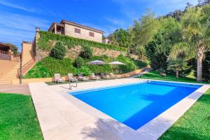 a swimming pool in the yard of a house at Villa no Douro - Quinta de Pias in Cinfães