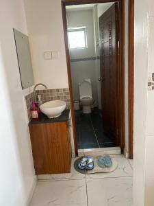 a bathroom with a sink and a toilet at SK Cosy Homes in Mombasa