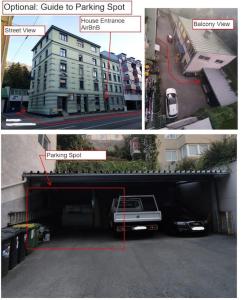 two pictures of a parking lot with a car in it at Spacious Room in Tyrolean Flat in Innsbruck