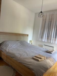 Un dormitorio con una cama con dos toallas encima. en Casa mia, en Zlatibor 37 fotos más