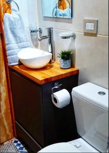 a bathroom with a sink and a toilet at your-space in El Calafate