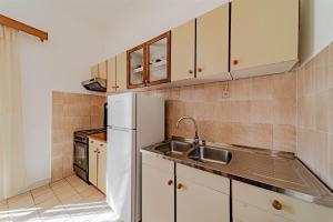 a kitchen with a sink and a refrigerator at Apartments Vesna in Brna